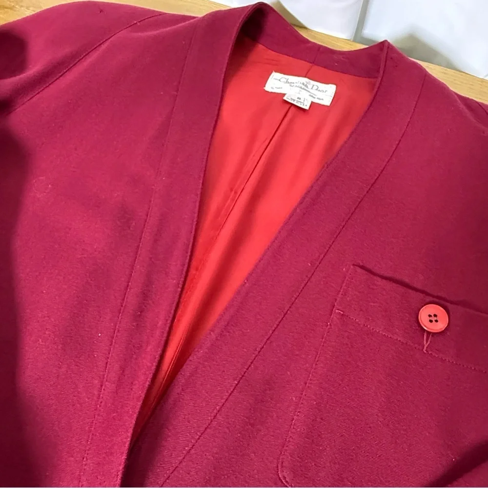 Vintage Christian Dior Separates red 100% Wool oversized Blazer Jacket size 8